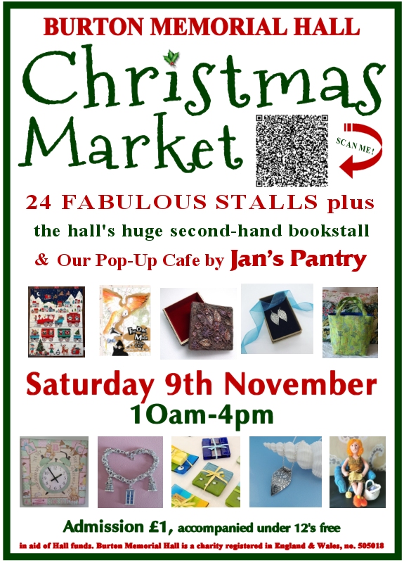 Burton Memorial Hall Christmas Market 2024 Sat 9th Nov 10am-4pm