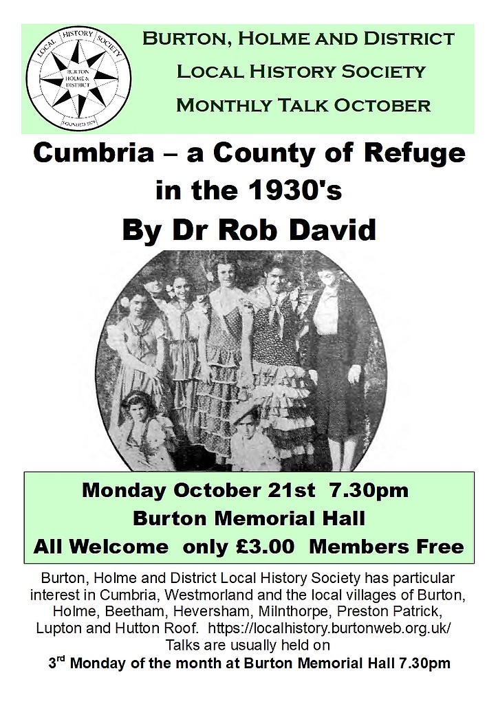 Local History Society talk Mon 21st Oct 2024, 7.30pm at Burton Memorial Hall