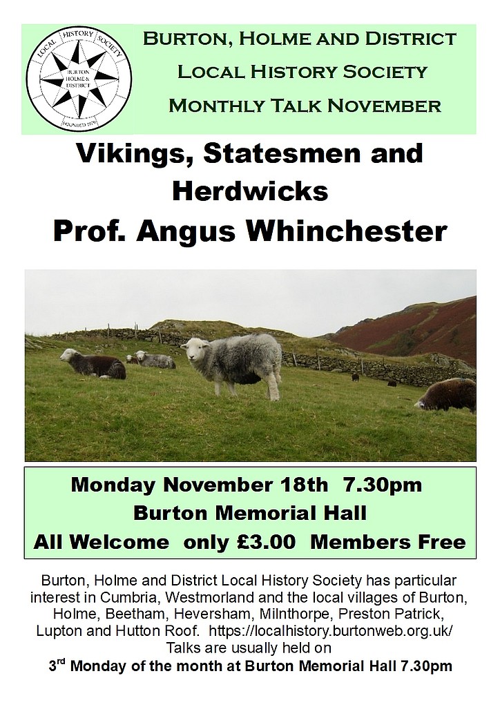 Local History Society Talk Mon 18th Nov 2024 at 7.30pm, at Burton Memorial Hall