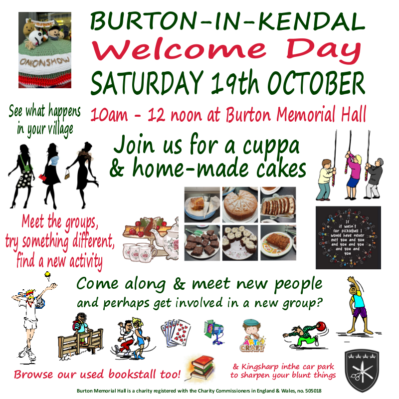 Burton in Kendal Welcome to the village day Sat 19th Oct 2024