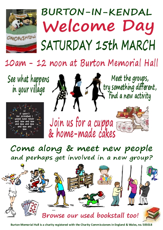 Welcome to Burton Day coffee morning Sat 15th March 2025