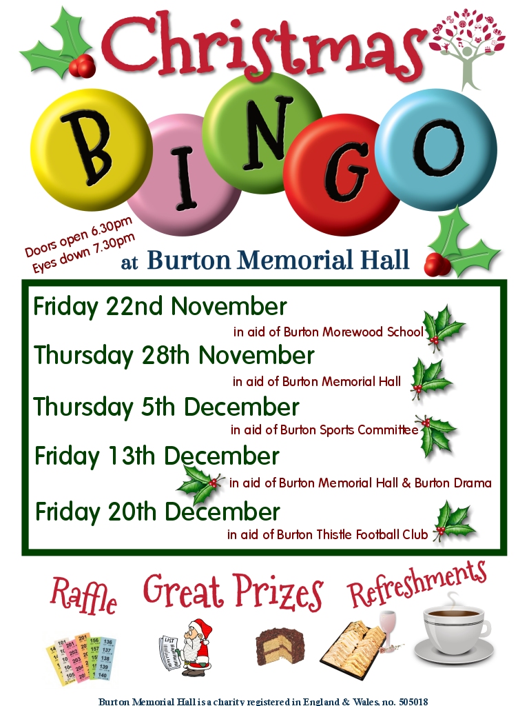 Christmas Bingo Nights at Burton Memorial Hall