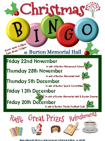 Christmas Bingo Nights at Burton Memorial Hall